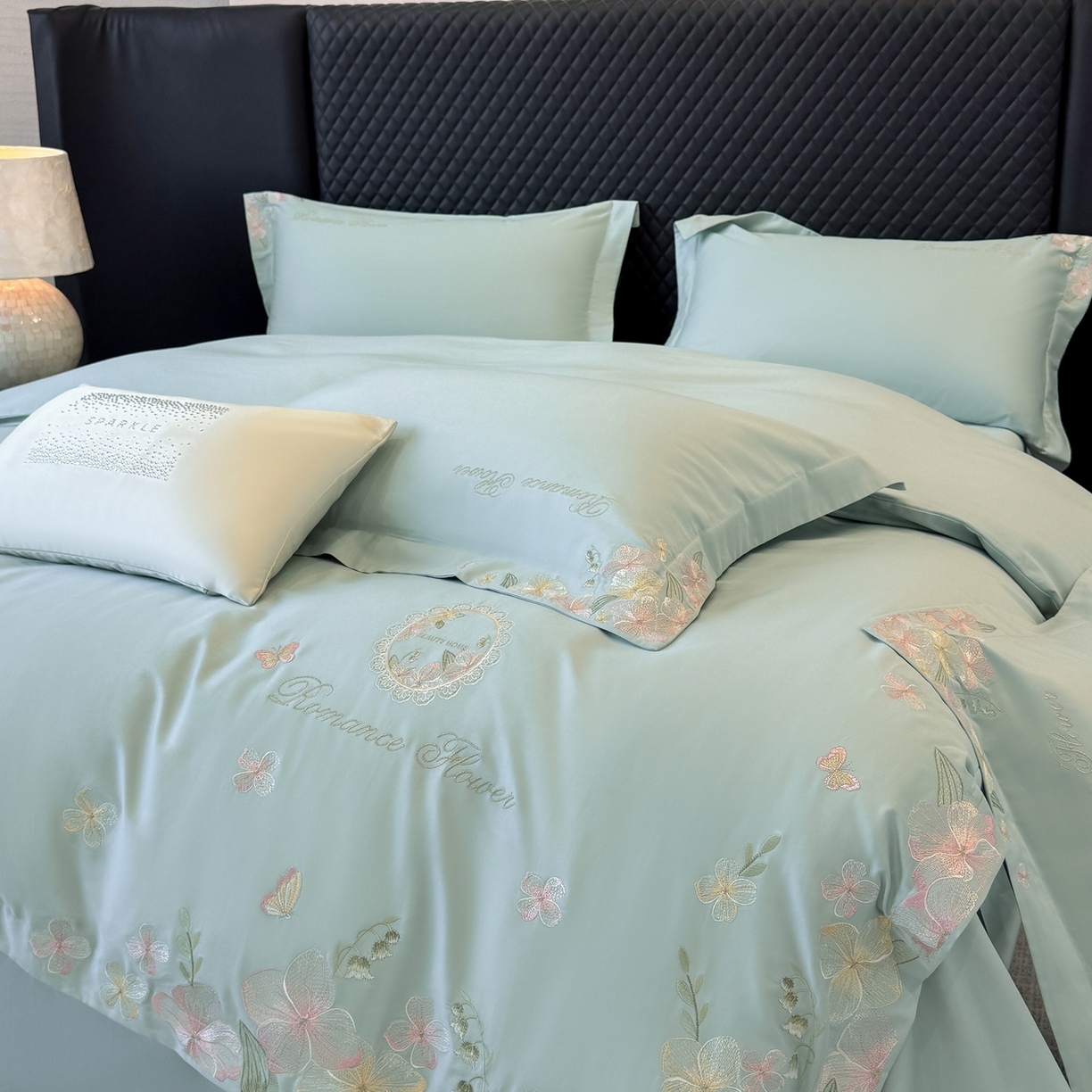 91家纺网 家纺一手货源 找家纺 （总）家居1号家纺 2026新款长绒棉纯棉刺绣四件套-蝴蝶兰系列