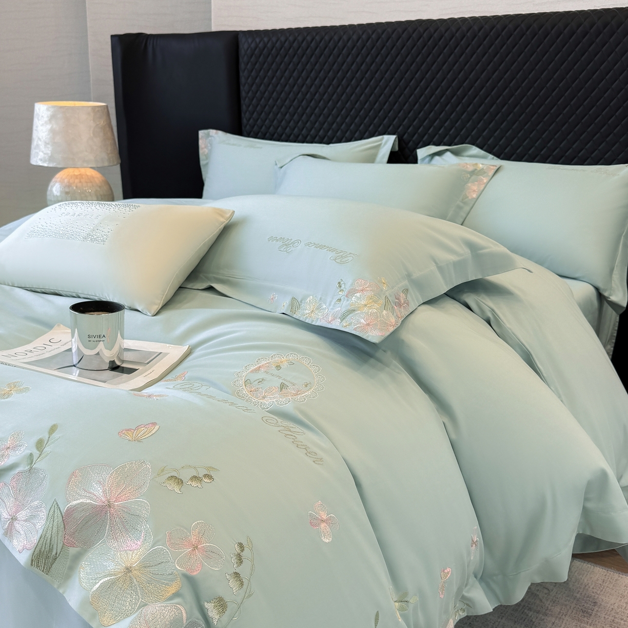 91家纺网 家纺一手货源 找家纺 （总）家居1号家纺 2026新款长绒棉纯棉刺绣四件套-蝴蝶兰系列