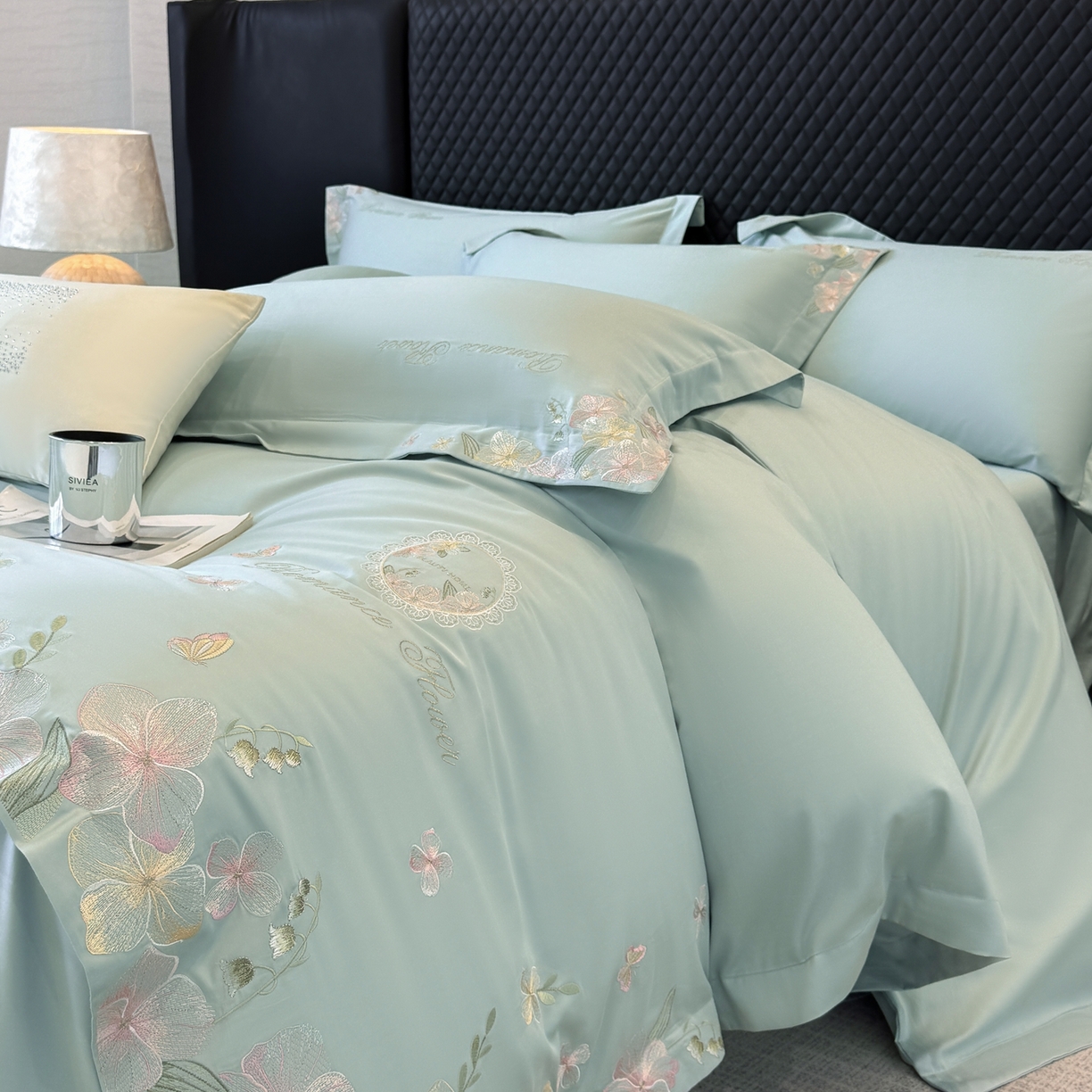 91家纺网 家纺一手货源 找家纺 （总）家居1号家纺 2026新款长绒棉纯棉刺绣四件套-蝴蝶兰系列