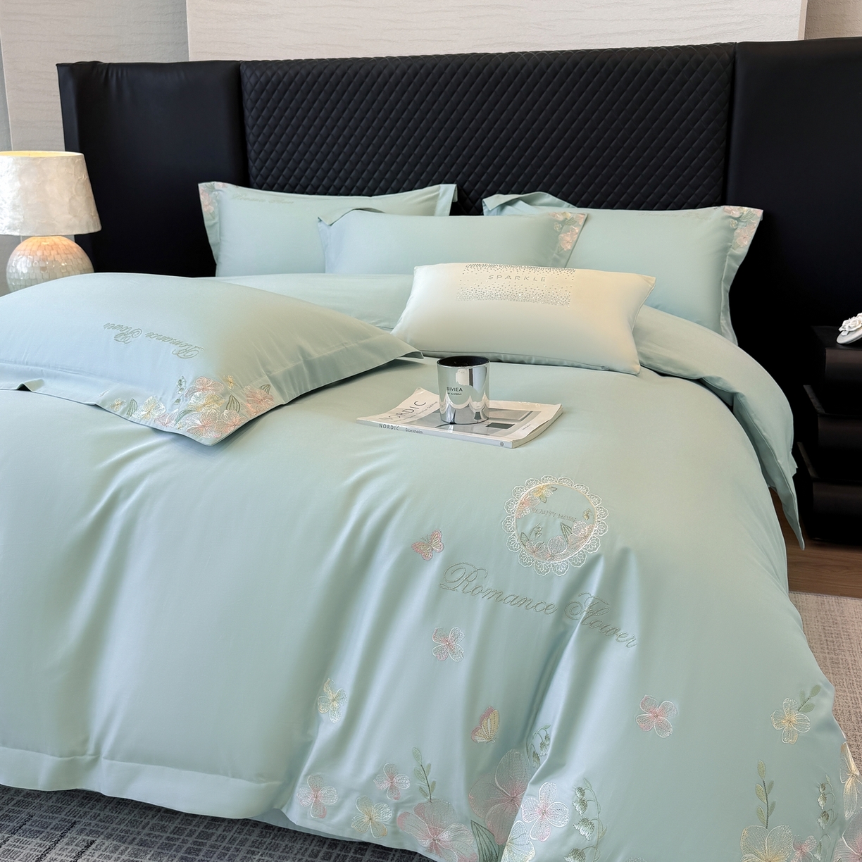 91家纺网 家纺一手货源 找家纺 （总）家居1号家纺 2026新款长绒棉纯棉刺绣四件套-蝴蝶兰系列