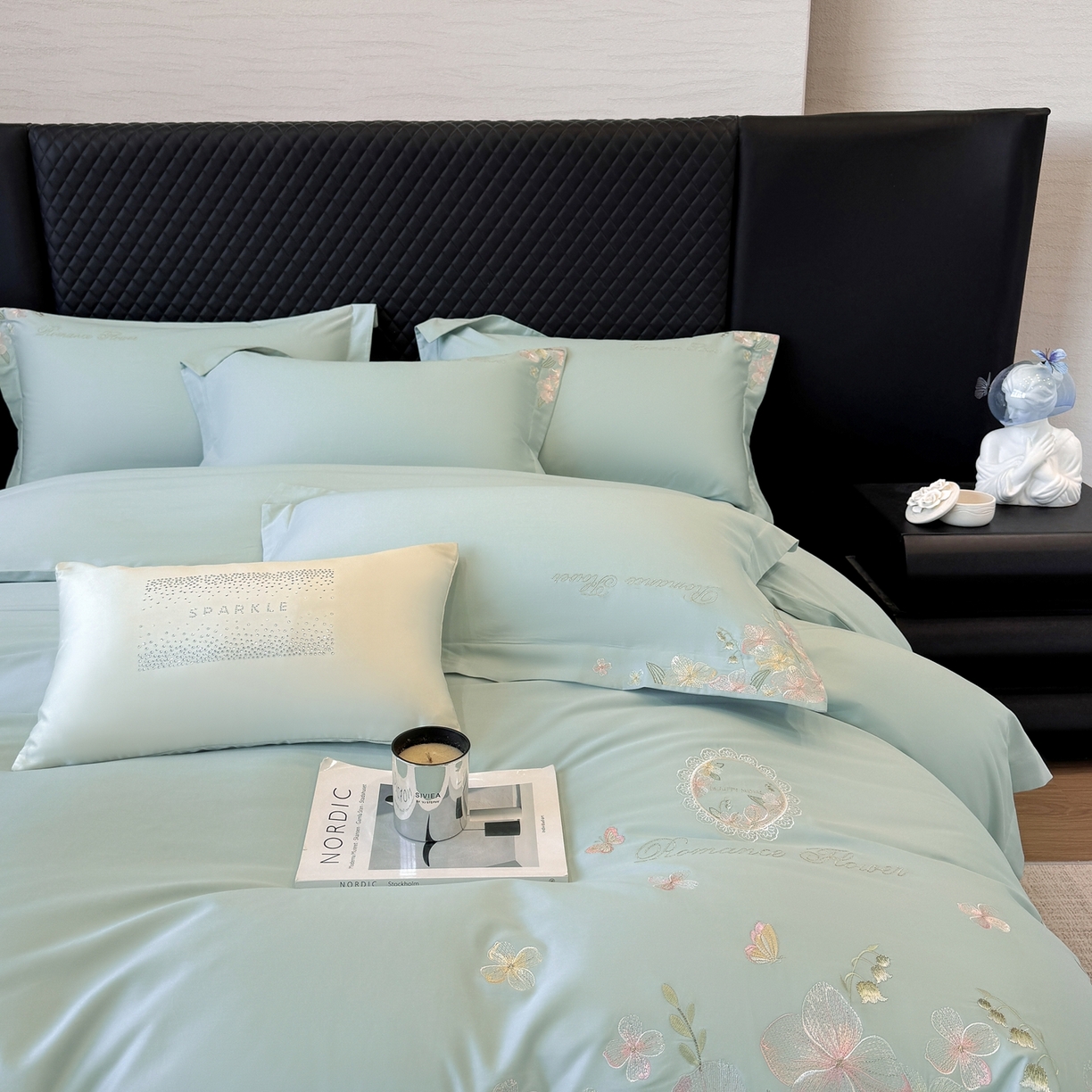 91家纺网 家纺一手货源 找家纺 家居1号家纺 2026新款长绒棉纯棉刺绣四件套-蝴蝶兰系列 蝴蝶兰-繁星兰