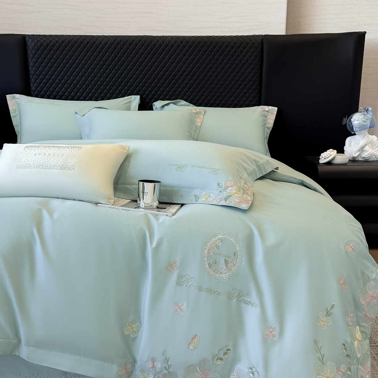 91家纺网 家纺一手货源 找家纺 家居1号家纺 2026新款长绒棉纯棉刺绣四件套-蝴蝶兰系列 蝴蝶兰-繁星兰