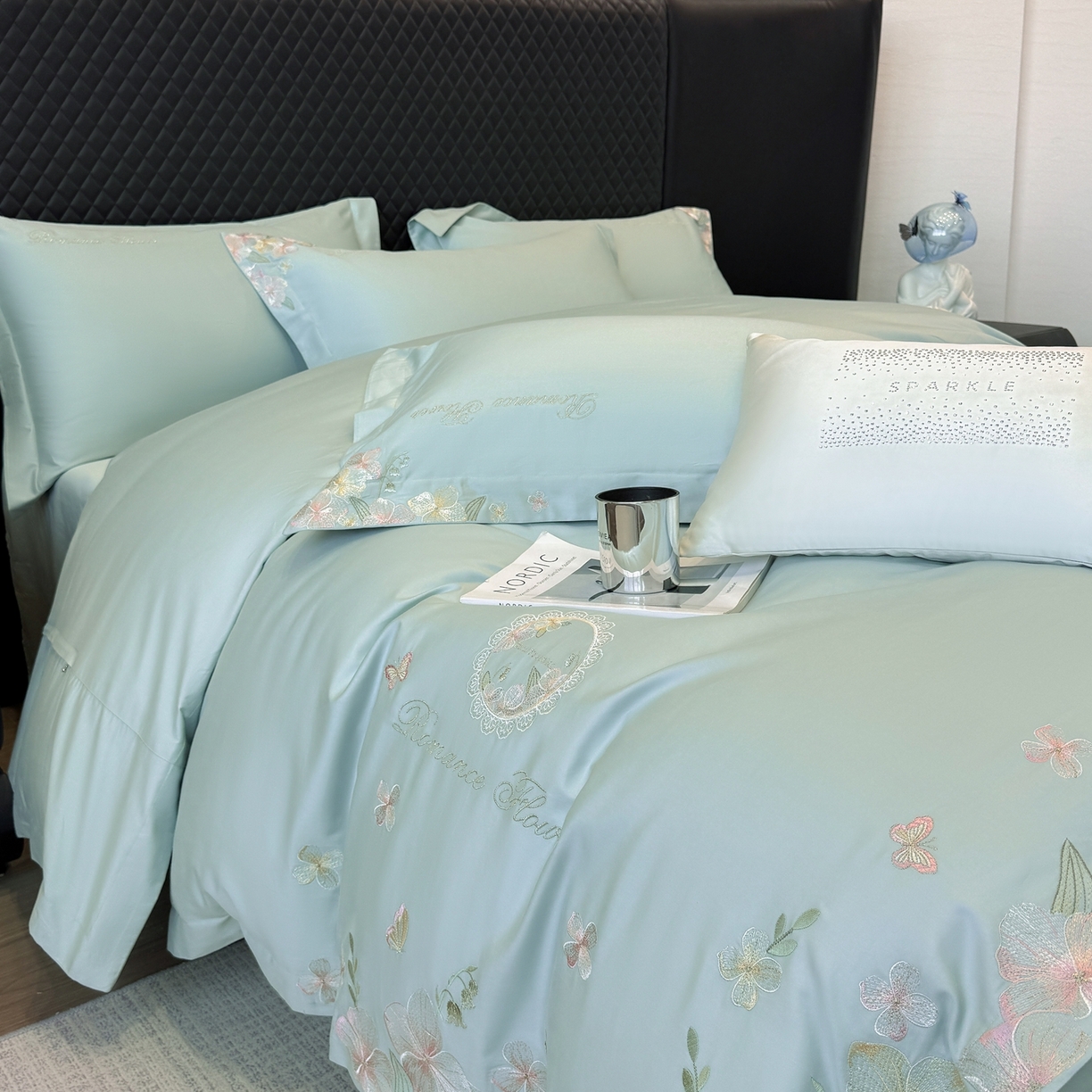 91家纺网 家纺一手货源 找家纺 家居1号家纺 2026新款长绒棉纯棉刺绣四件套-蝴蝶兰系列 蝴蝶兰-繁星兰