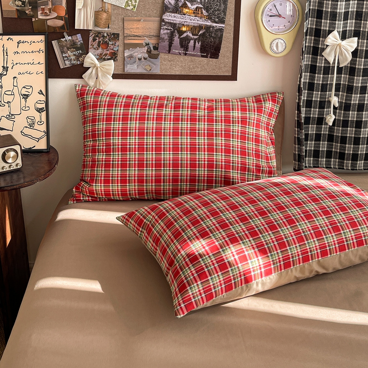 91家纺网 家纺一手货源 找家纺 赫然 2026新款A类针织水洗双层纱单枕套 艾伦红格