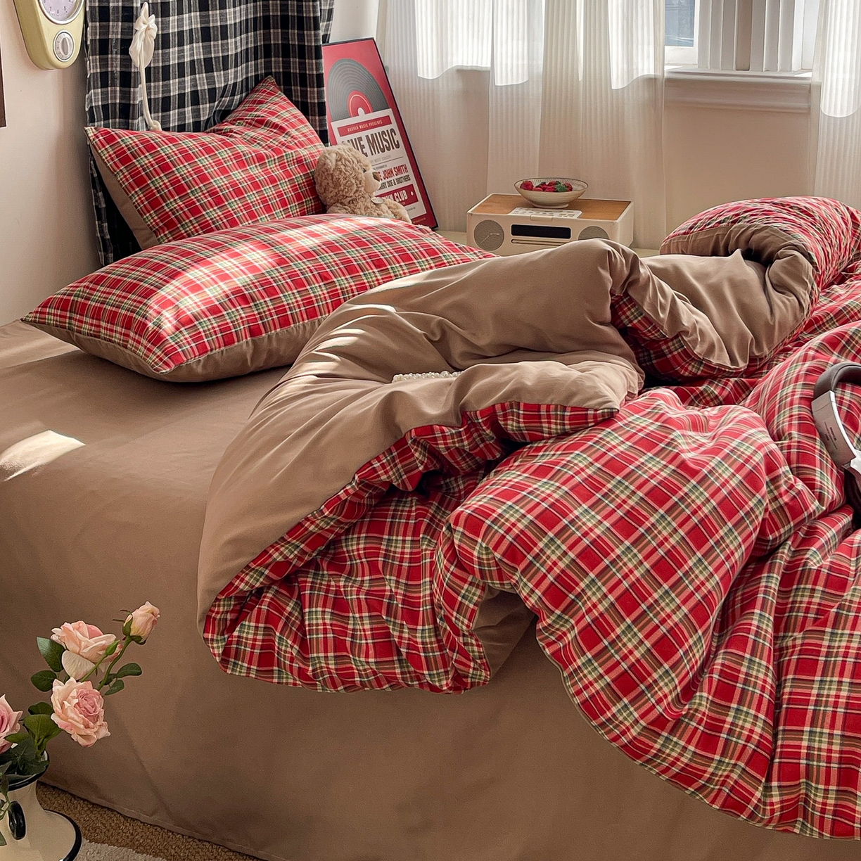 91家纺网 家纺一手货源 找家纺 赫然 2026新款A类针织水洗双层纱单枕套 艾伦红格