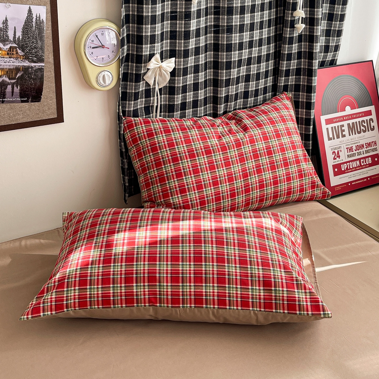 91家纺网 家纺一手货源 找家纺 赫然 2026新款A类针织水洗双层纱单枕套 艾伦红格