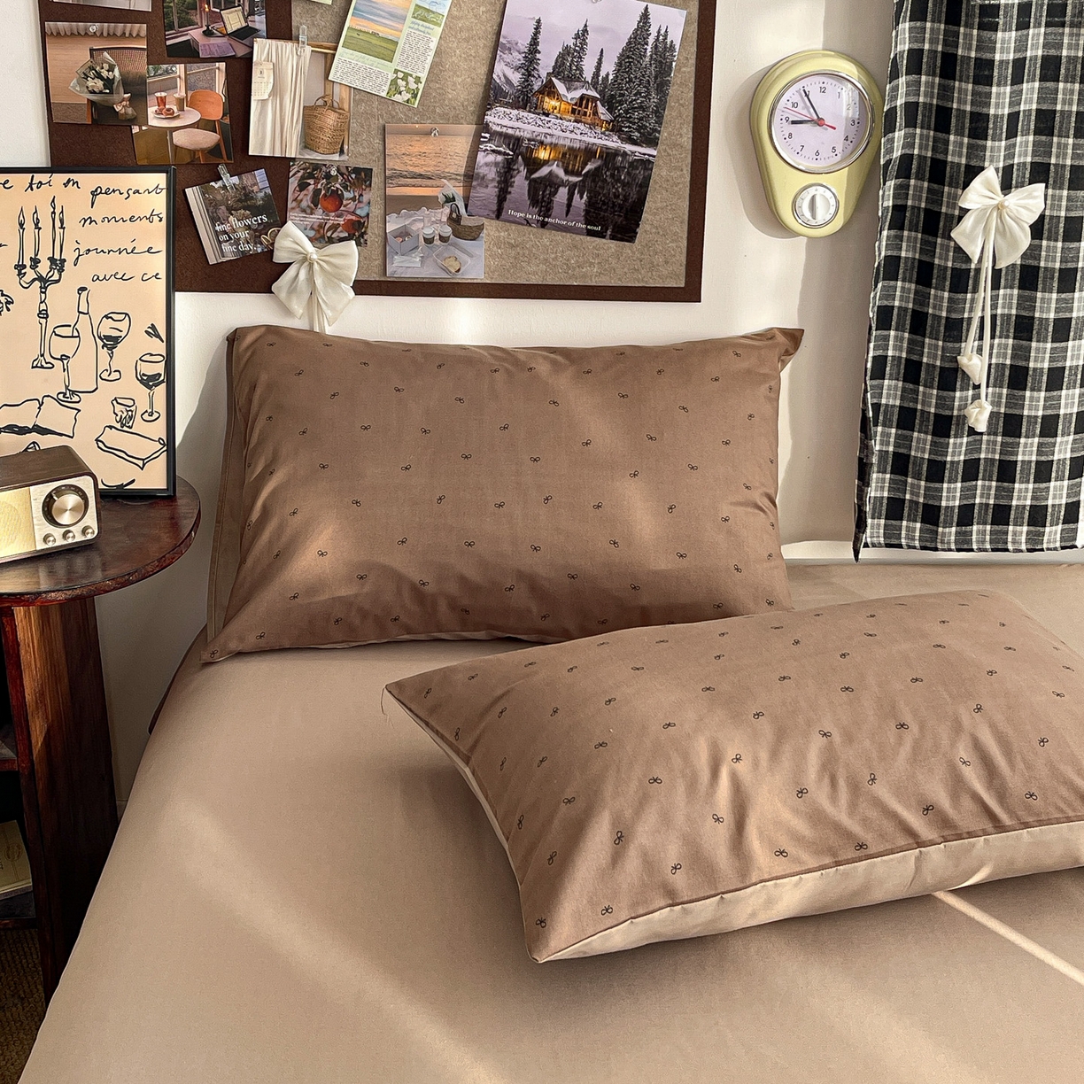 91家纺网 家纺一手货源 找家纺 赫然 2026新款A类针织水洗双层纱单枕套 焦糖咖