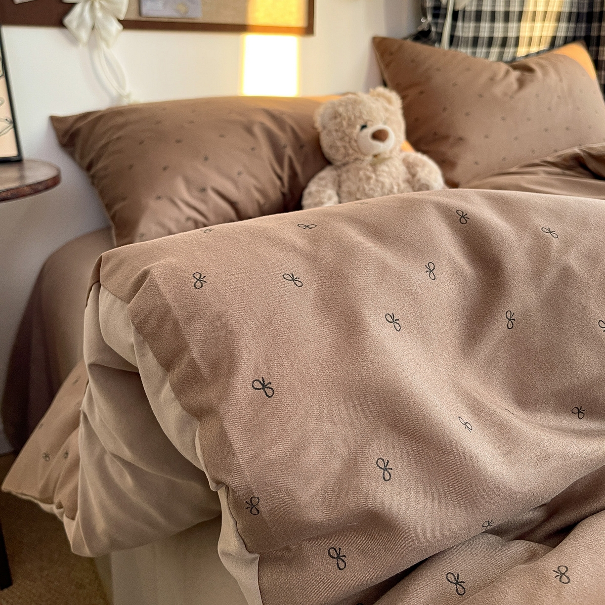 91家纺网 家纺一手货源 找家纺 赫然 2026新款A类针织水洗双层纱单枕套 焦糖咖