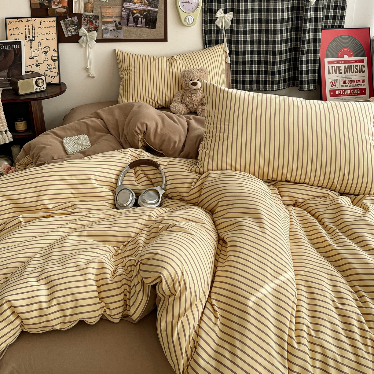 91家纺网 家纺一手货源 找家纺 赫然 2026新款A类针织水洗双层纱单枕套 柠檬咖条