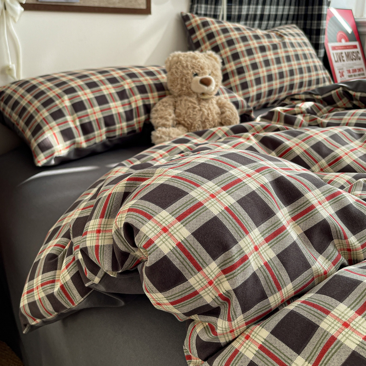 91家纺网 家纺一手货源 找家纺 赫然 2026新款A类针织水洗双层纱单枕套 旋律格