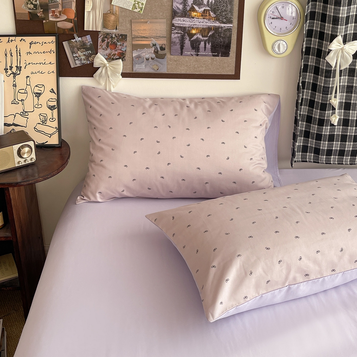 91家纺网 家纺一手货源 找家纺 赫然 2026新款A类针织水洗双层纱单枕套 芋泥紫