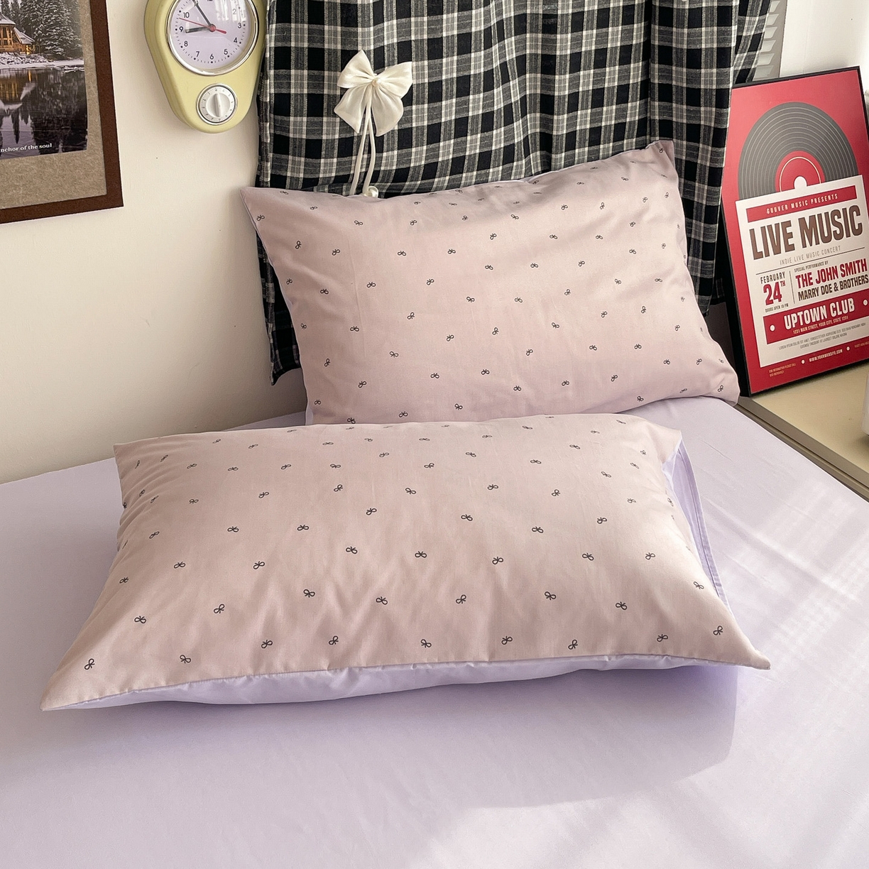 赫然 2026新款A类针织水洗双层纱单枕套 芋泥紫