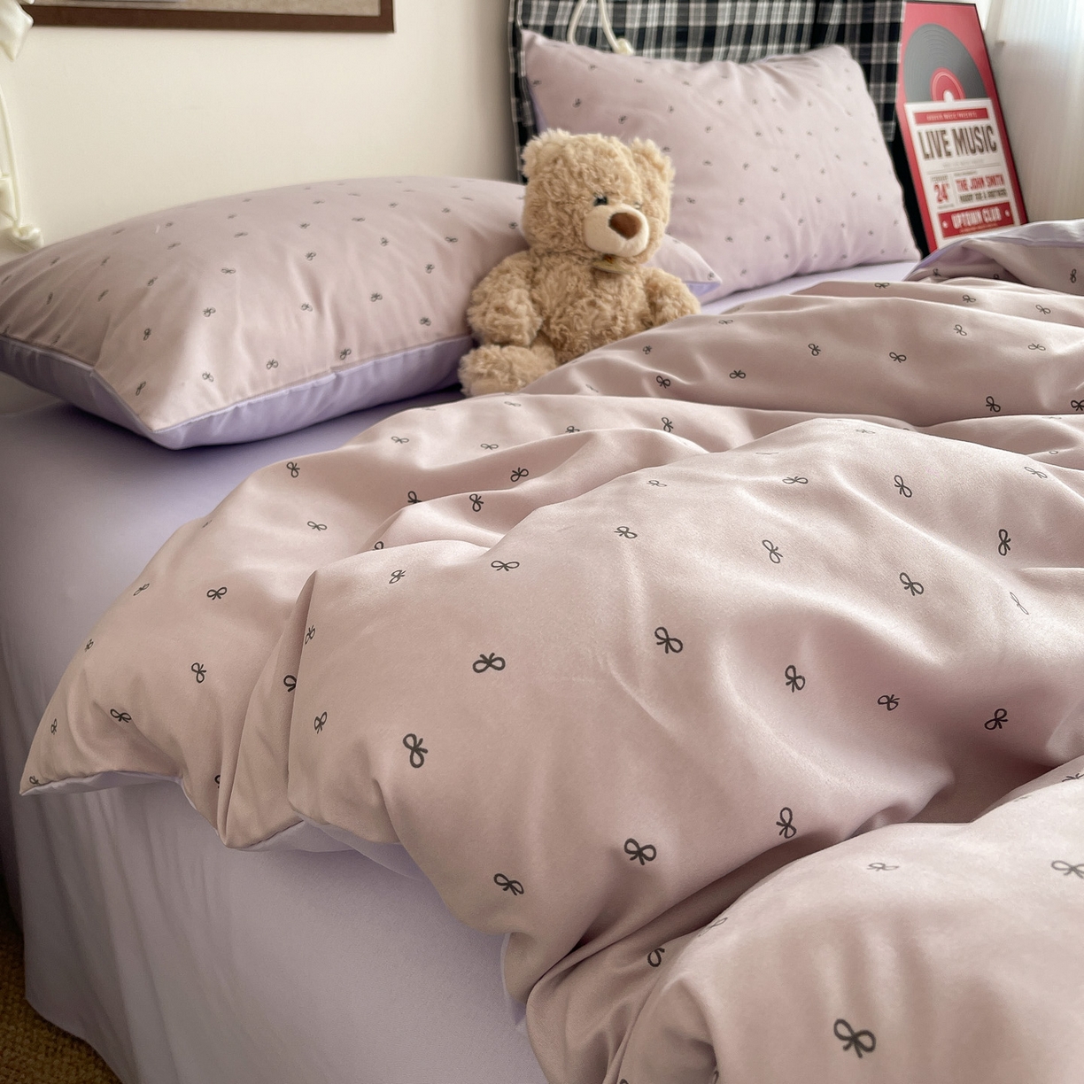 91家纺网 家纺一手货源 找家纺 赫然 2026新款A类针织水洗双层纱单枕套 芋泥紫