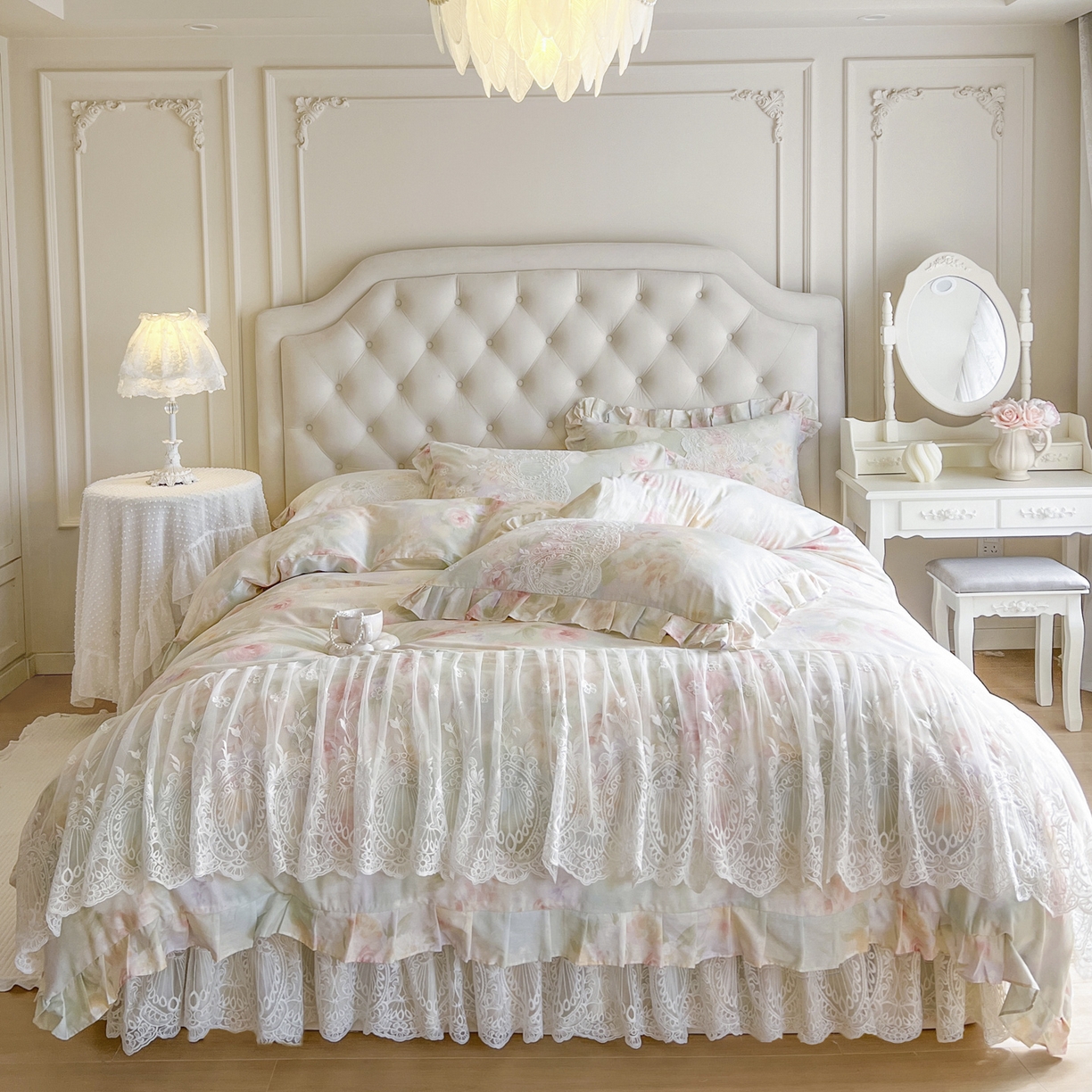 91家纺网 家纺一手货源 找家纺 （总）恋尚 2026新款全棉印花床笠式床裙（控价135起）