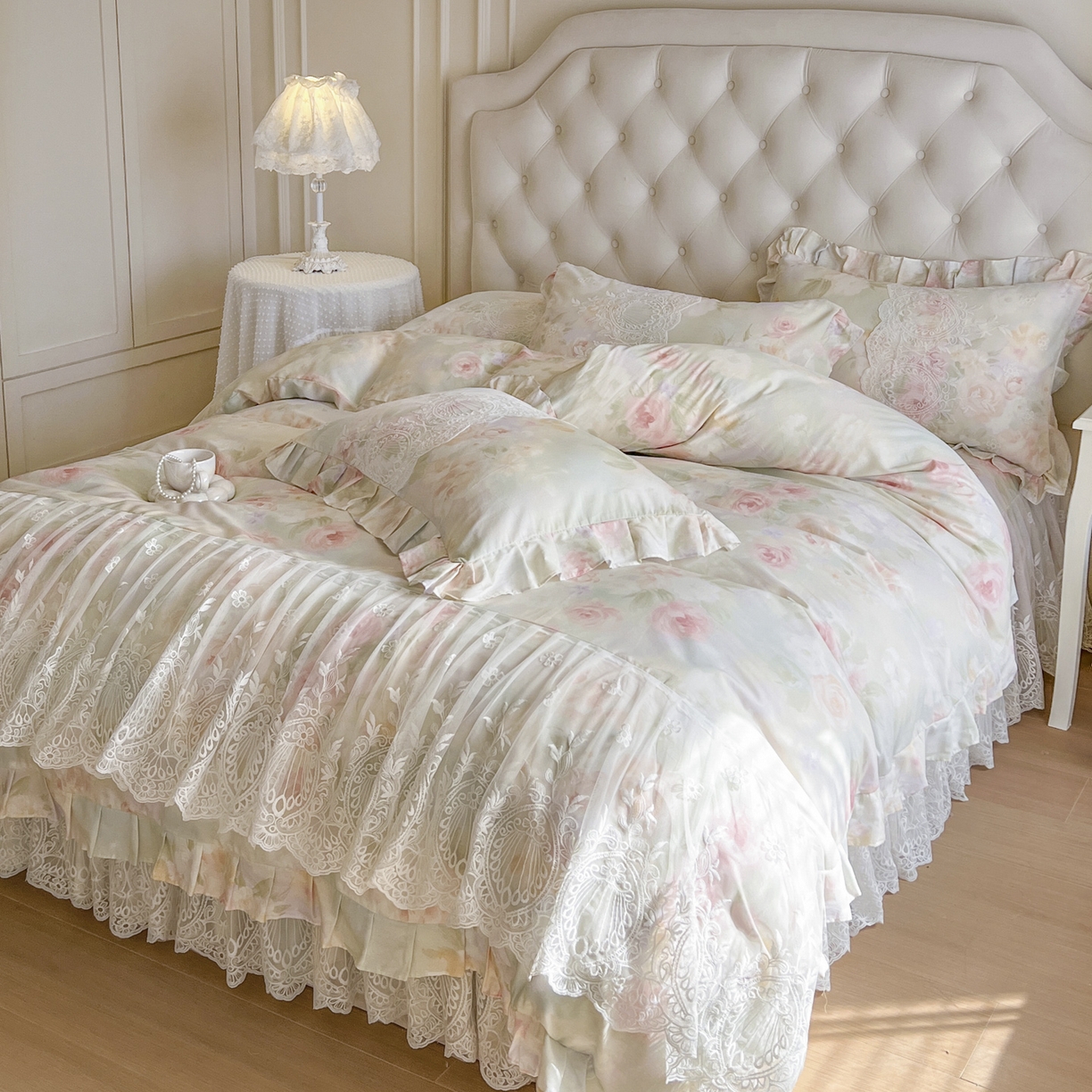 91家纺网 家纺一手货源 找家纺 （总）恋尚 2026新款全棉印花床笠式床裙（控价135起）