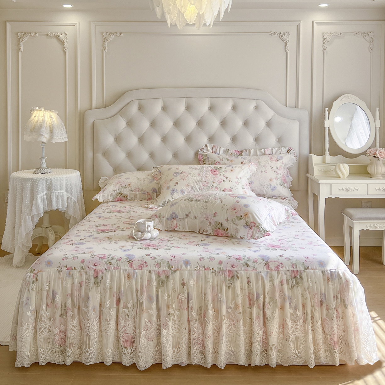 91家纺网 家纺一手货源 找家纺 （总）恋尚 2026新款全棉印花床笠式床裙（控价135起）