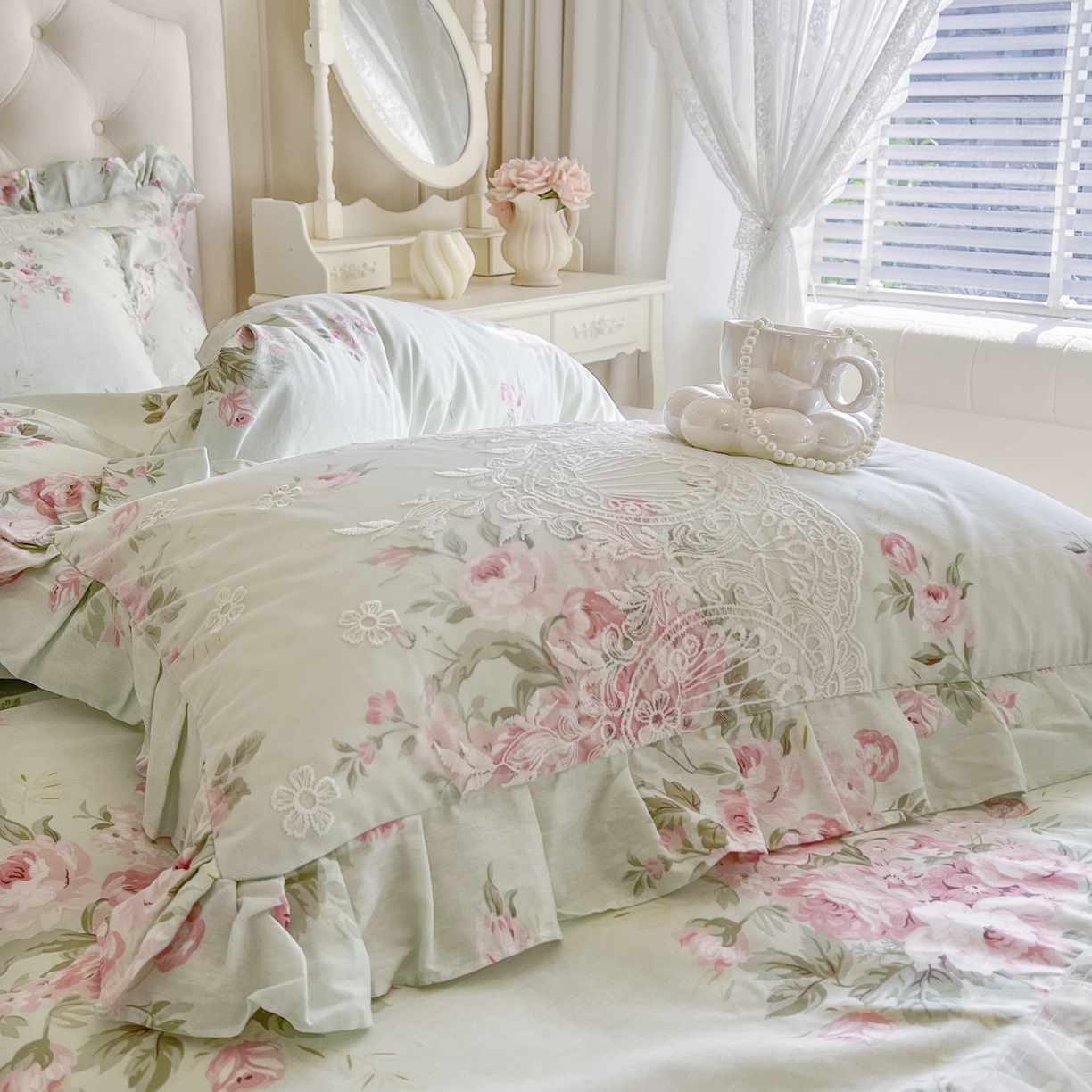 91家纺网 家纺一手货源 找家纺 恋尚 2026新款全棉印花床笠式床裙（控价135起） 菲梦