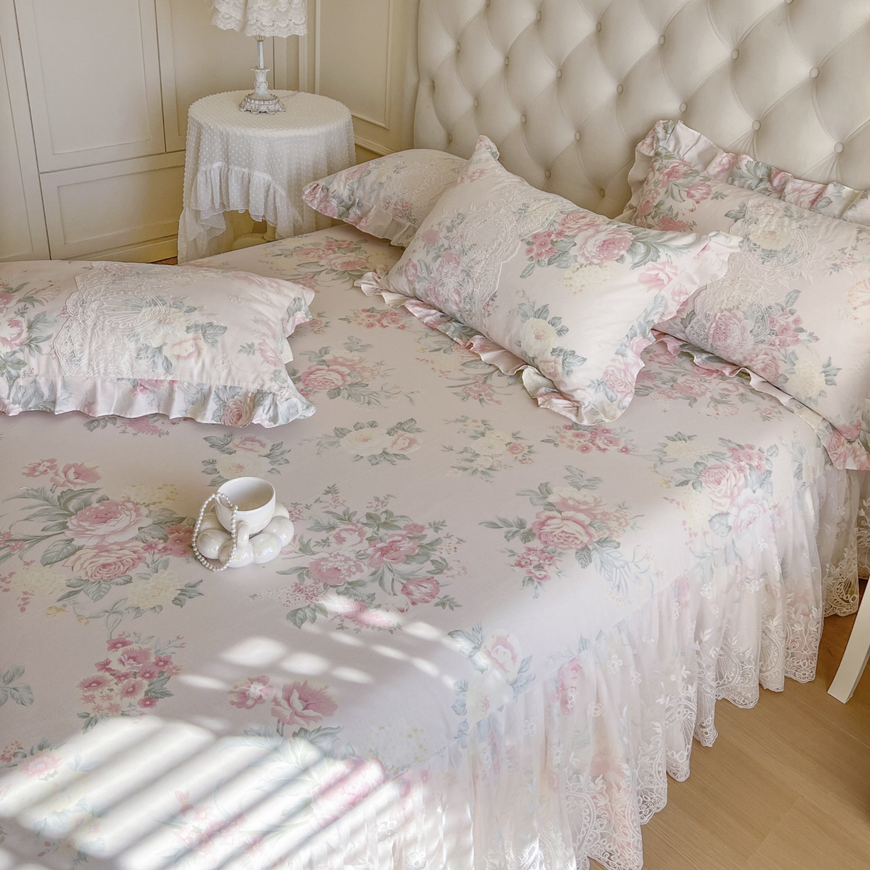 91家纺网 家纺一手货源 找家纺 恋尚 2026新款全棉印花床笠式床裙（控价135起） 茜雅