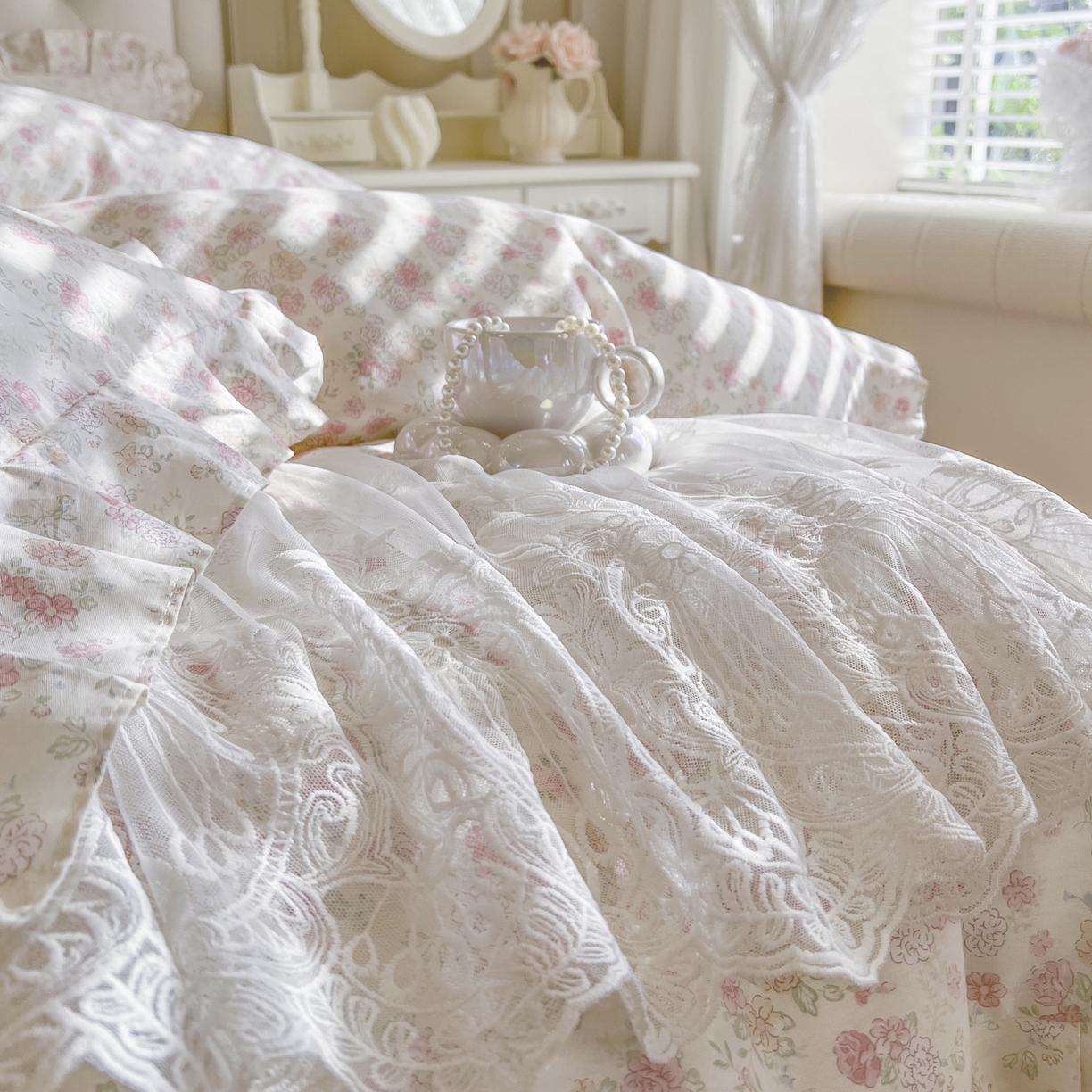 91家纺网 家纺一手货源 找家纺 恋尚 2026新款全棉印花床笠式床裙（控价135起） 花镜