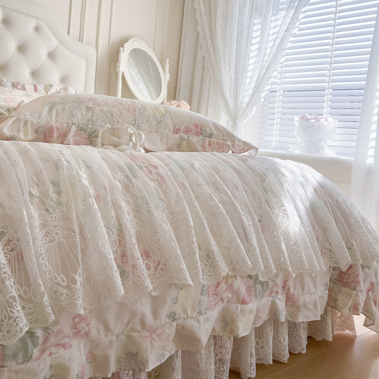 91家纺网 家纺一手货源 找家纺 恋尚 2026新款全棉印花床笠式床裙（控价135起） 茜雅