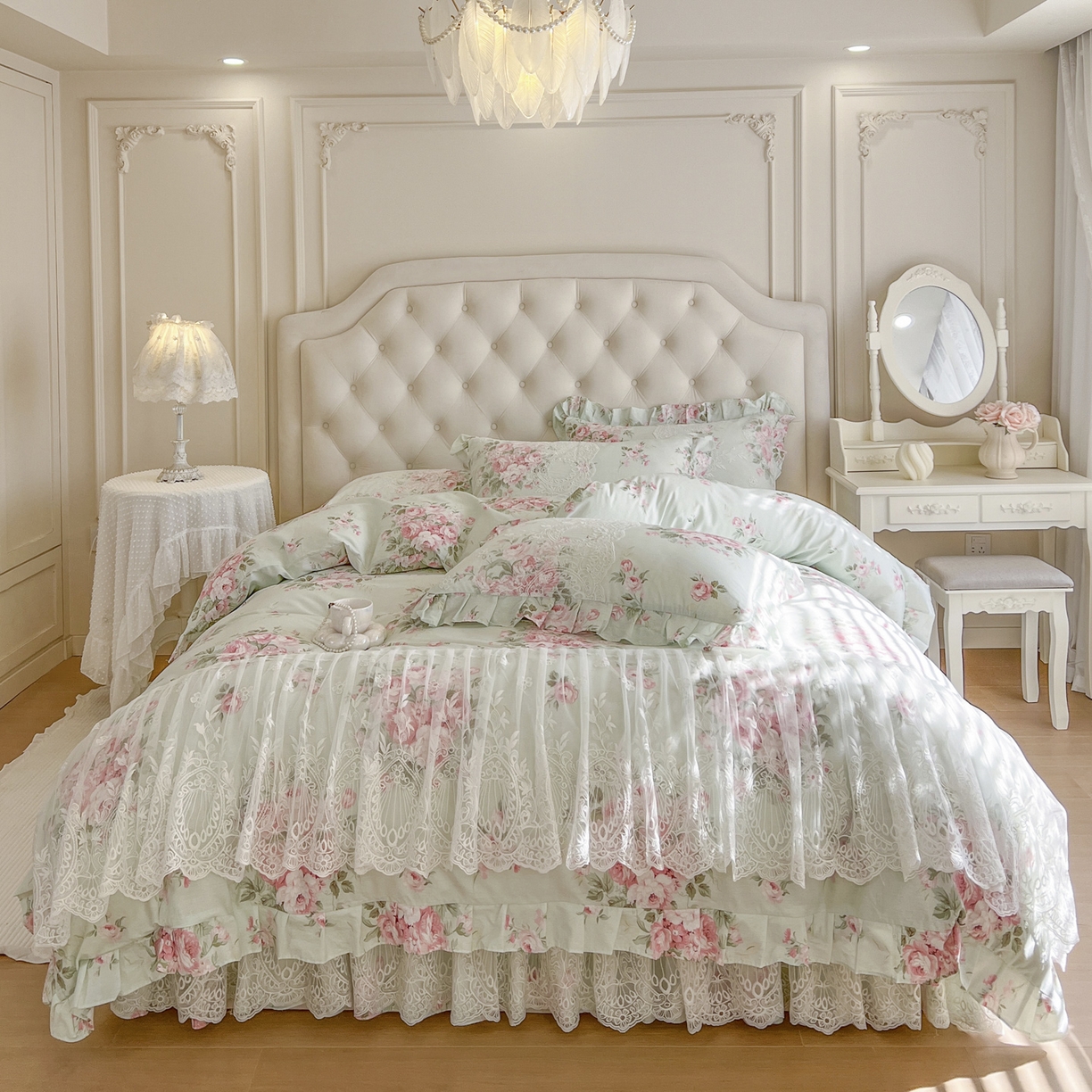 91家纺网 家纺一手货源 找家纺 恋尚 2026新款全棉印花床笠式床裙（控价135起） 菲梦