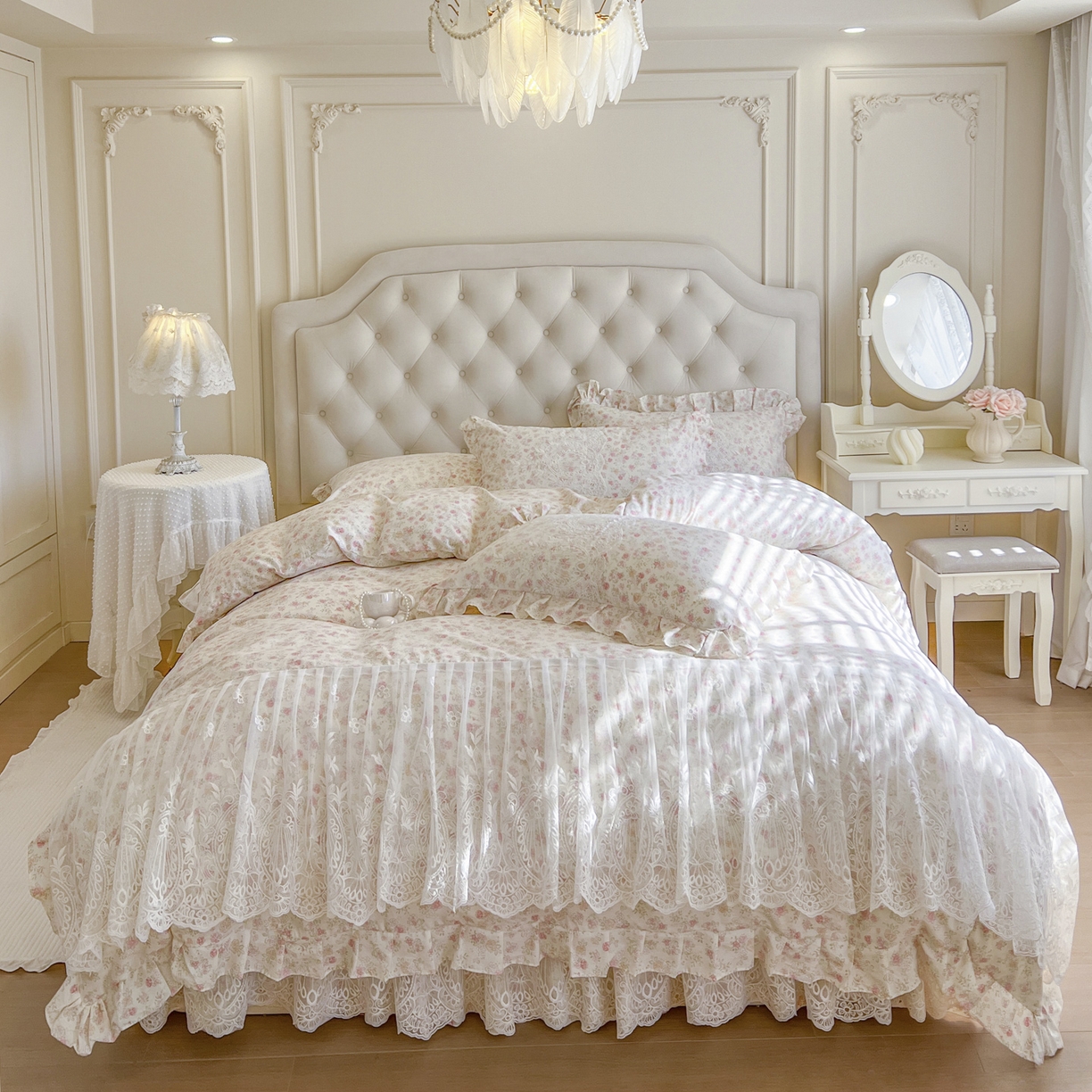 91家纺网 家纺一手货源 找家纺 恋尚 2026新款全棉印花床笠式床裙（控价135起） 花镜