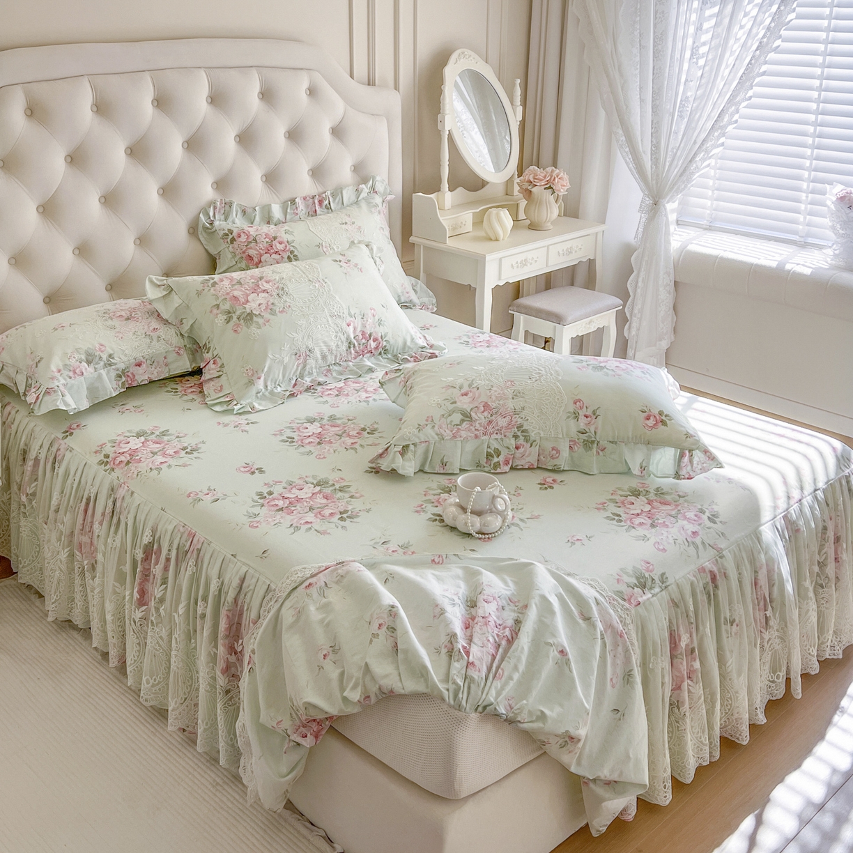 91家纺网 家纺一手货源 找家纺 恋尚 2026新款全棉印花床笠式床裙（控价135起） 菲梦