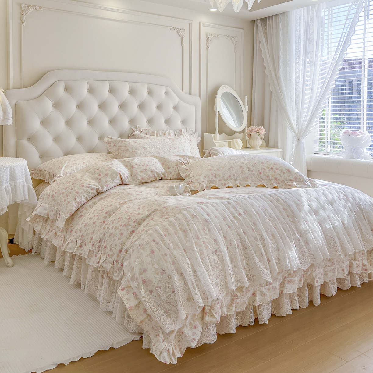 91家纺网 家纺一手货源 找家纺 恋尚 2026新款全棉印花床笠式床裙（控价135起） 花镜