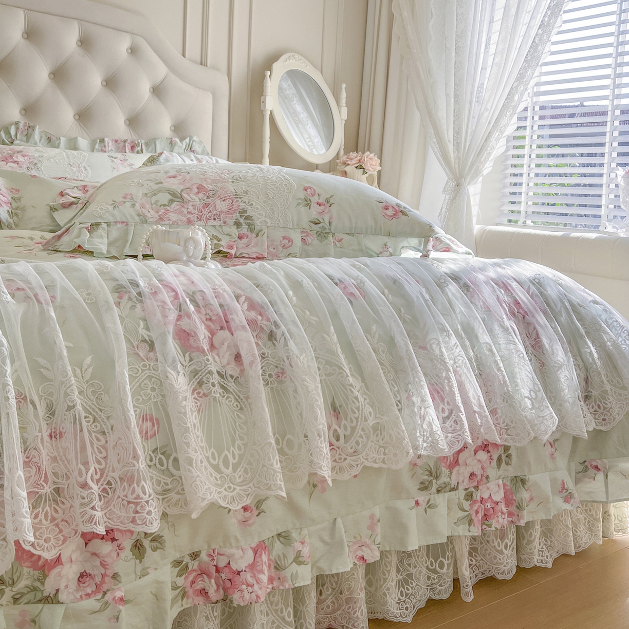 91家纺网 家纺一手货源 找家纺 恋尚 2026新款全棉印花床笠式床裙（控价135起） 菲梦