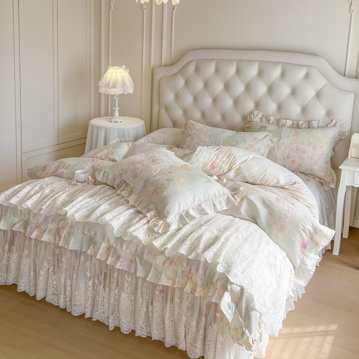 91家纺网 家纺一手货源 找家纺 （总）恋尚 2026新款全棉印花床笠式裙四件套（控价268/278/288/298/288/298/308)