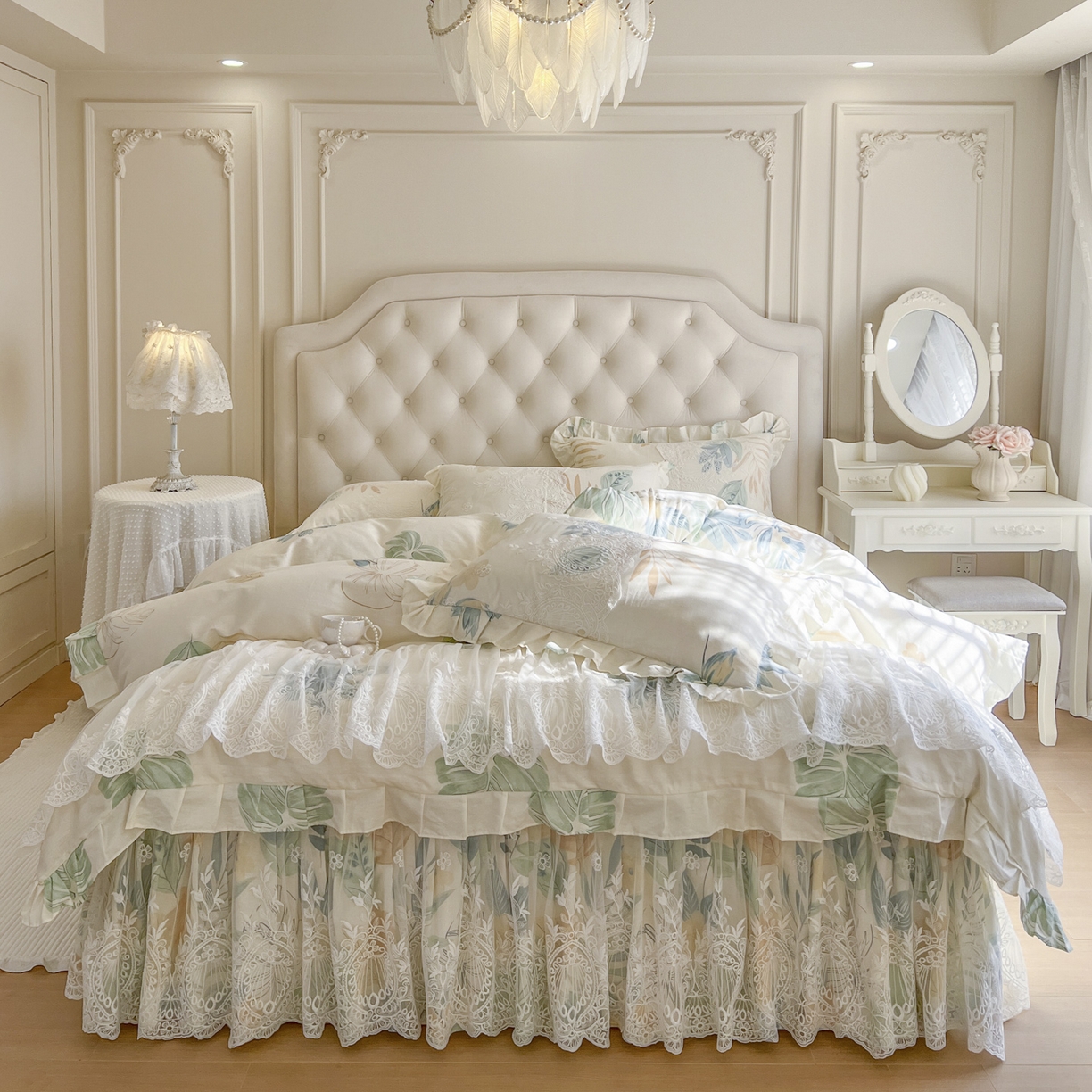 91家纺网 家纺一手货源 找家纺 （总）恋尚 2026新款全棉印花床笠式裙四件套（控价268/278/288/298/288/298/308)