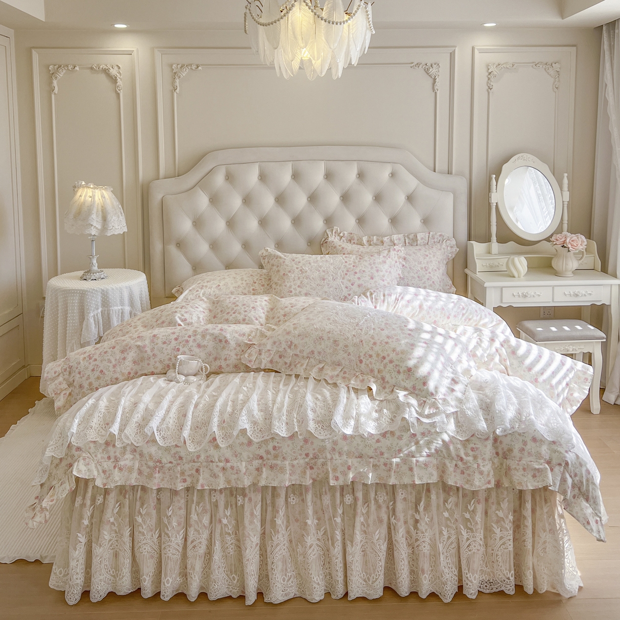 91家纺网 家纺一手货源 找家纺 （总）恋尚 2026新款全棉印花床笠式裙四件套（控价268/278/288/298/288/298/308)