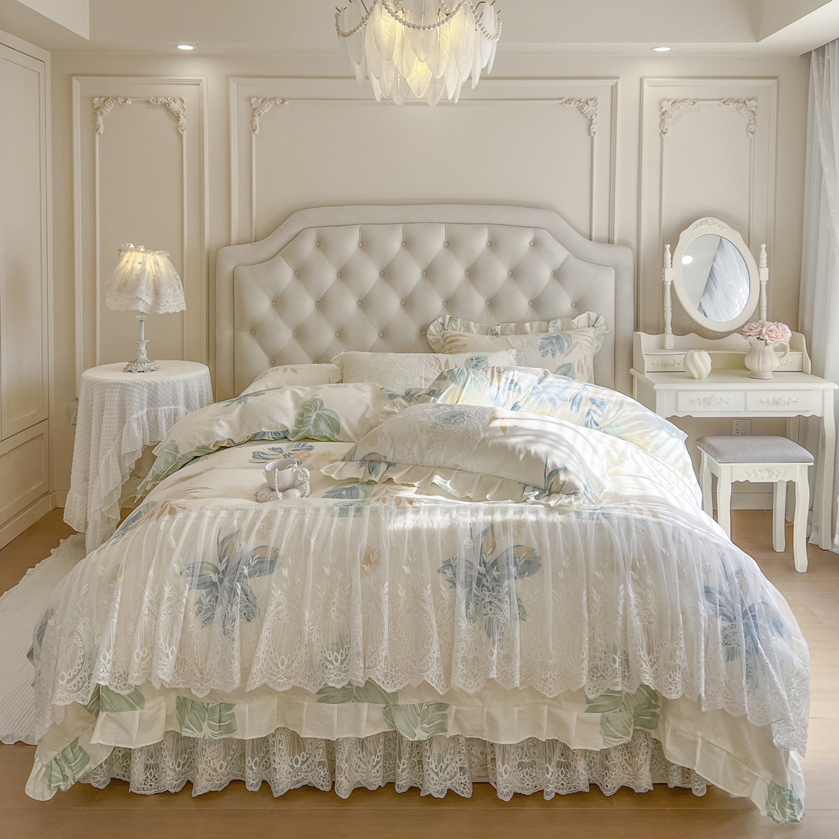 91家纺网 家纺一手货源 找家纺 恋尚 2026新款全棉印花床笠式裙四件套（控价268/278/288/298/288/298/308) 清夏