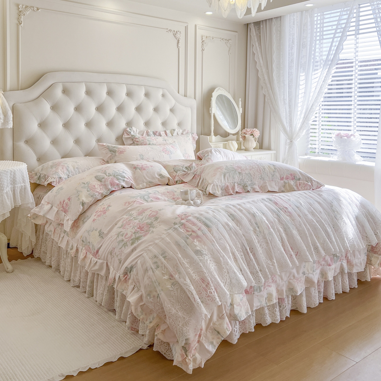 91家纺网 家纺一手货源 找家纺 恋尚 2026新款全棉印花床笠式裙四件套（控价268/278/288/298/288/298/308) 茜雅