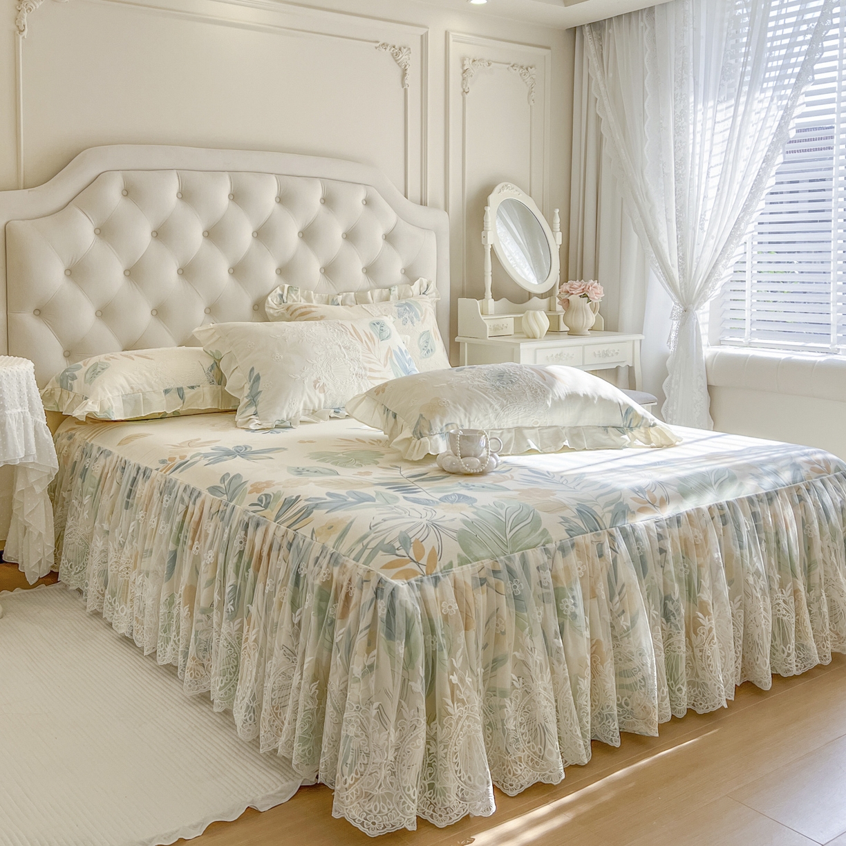 91家纺网 家纺一手货源 找家纺 恋尚 2026新款全棉印花床笠式裙四件套（控价268/278/288/298/288/298/308) 清夏