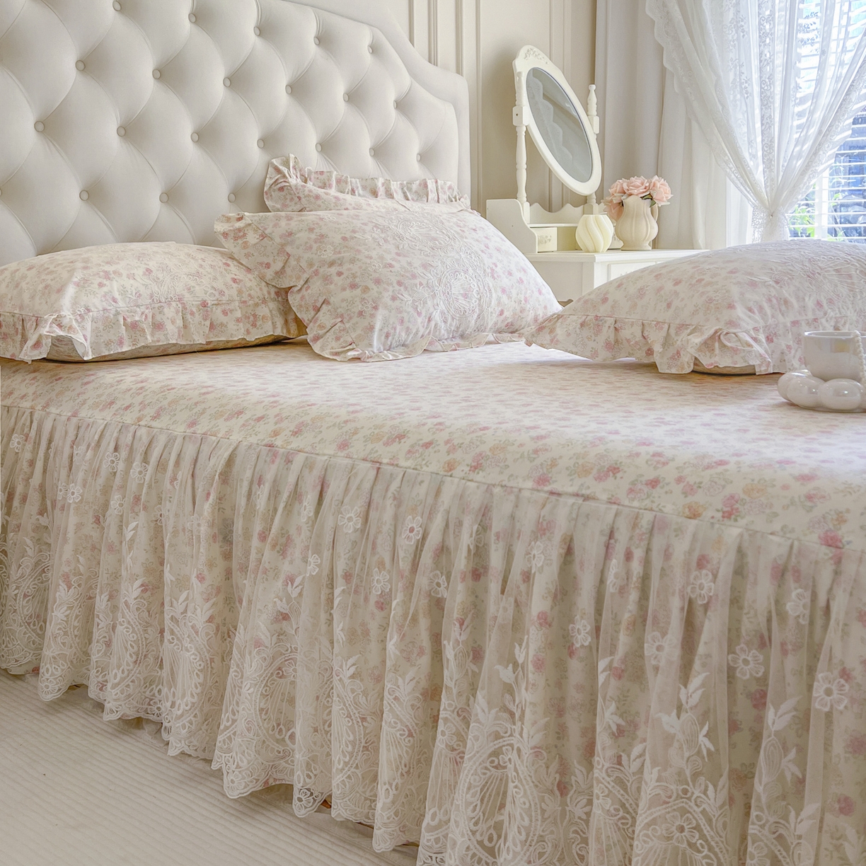 91家纺网 家纺一手货源 找家纺 恋尚 2026新款全棉印花床笠式裙四件套（控价268/278/288/298/288/298/308) 花镜