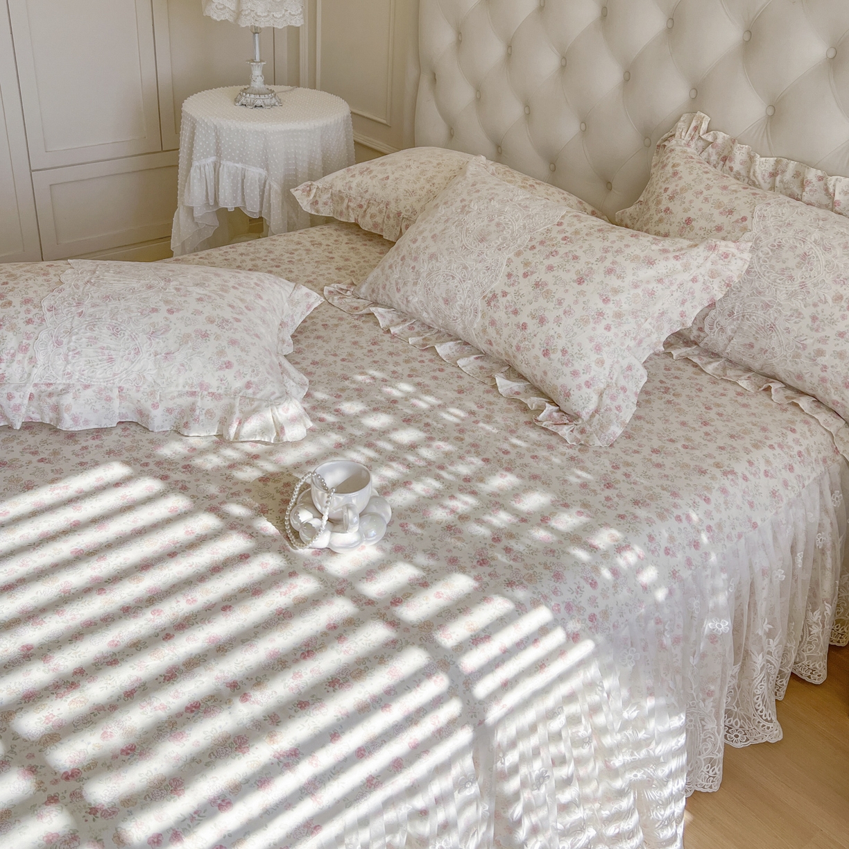 91家纺网 家纺一手货源 找家纺 恋尚 2026新款全棉印花床笠式裙四件套（控价268/278/288/298/288/298/308) 花镜