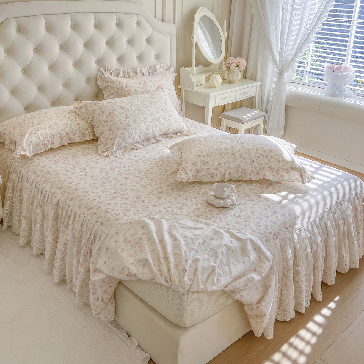 91家纺网 家纺一手货源 找家纺 恋尚 2026新款全棉印花床笠式裙四件套（控价268/278/288/298/288/298/308) 花镜