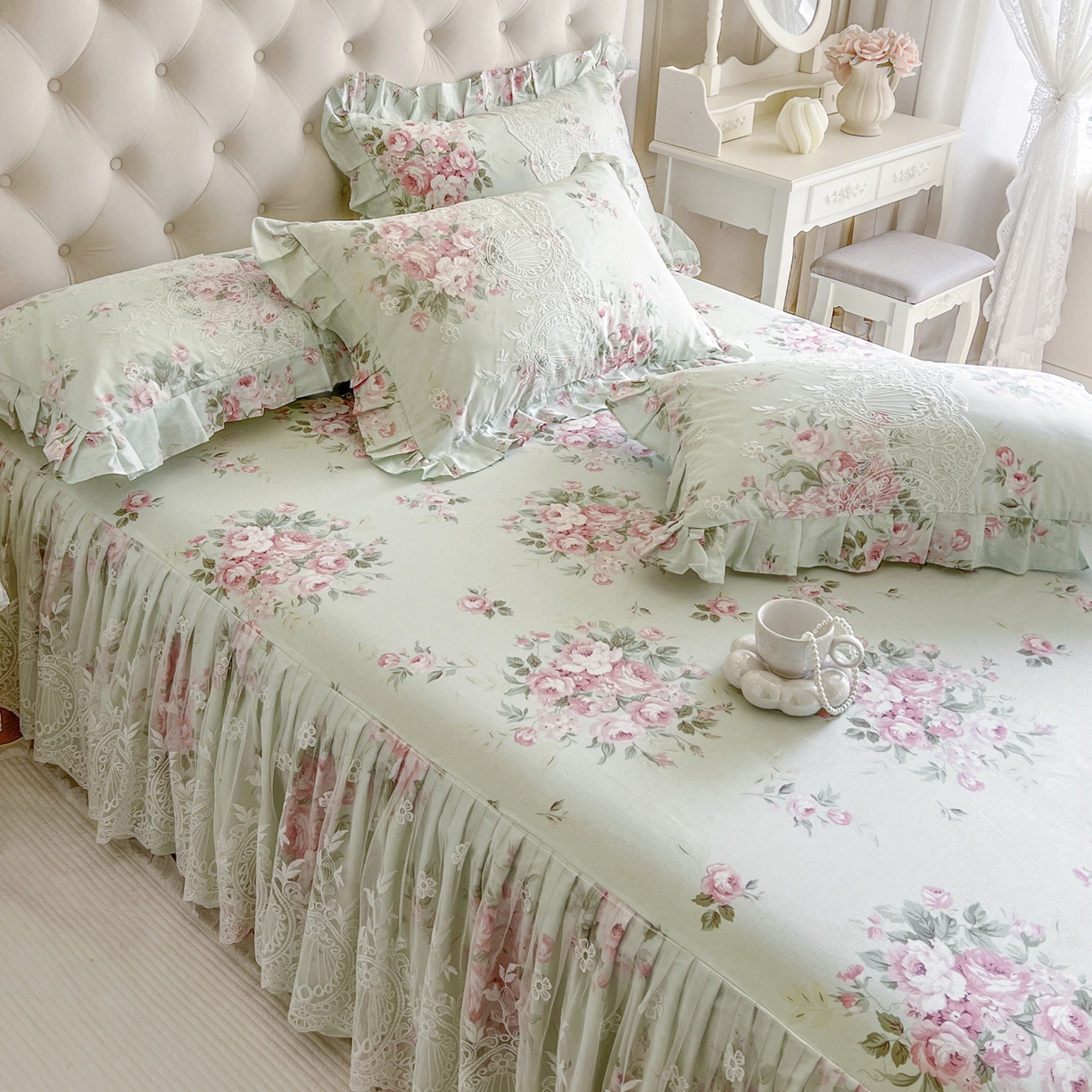 91家纺网 家纺一手货源 找家纺 恋尚 2026新款全棉印花床笠式裙四件套（控价268/278/288/298/288/298/308) 菲梦