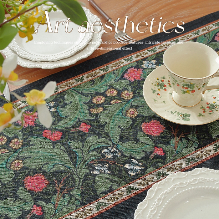 91家纺网 家纺一手货源 找家纺 （总）南通大梧纺织 2026新款复古莫里斯桌旗