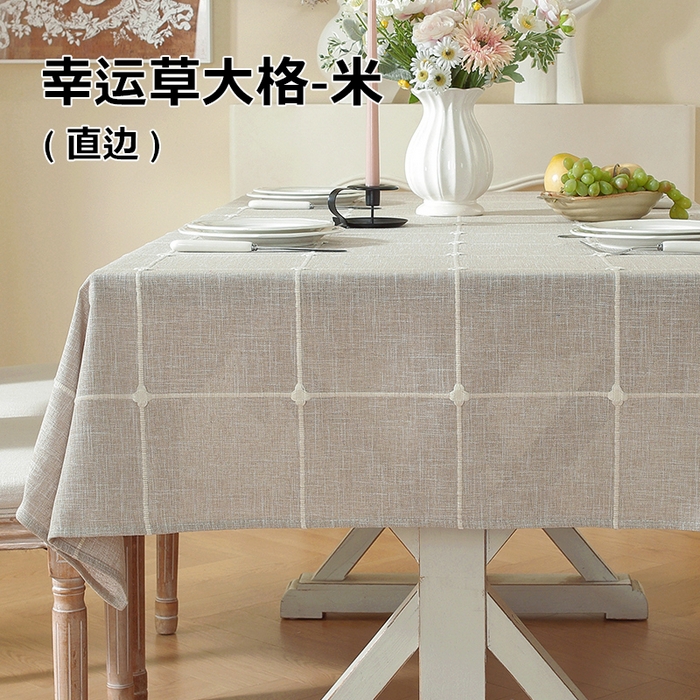 91家纺网 家纺一手货源 找家纺 （总）南通大梧纺织 2026新款简约幸运草大格桌布