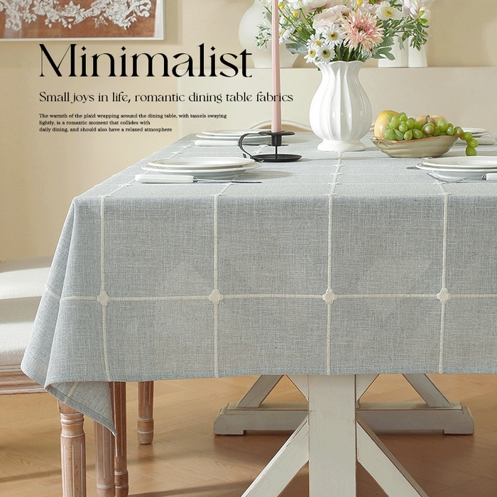 91家纺网 家纺一手货源 找家纺 （总）南通大梧纺织 2026新款简约幸运草大格桌布