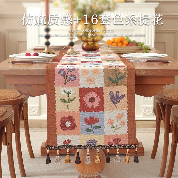 91家纺网 家纺一手货源 找家纺 （总）南通大梧纺织 2026新款美式风情花朵桌旗