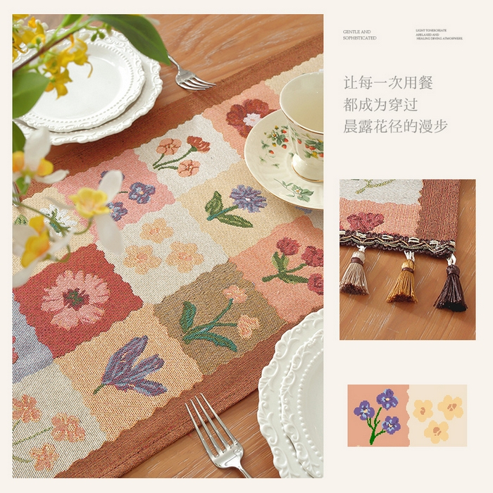 91家纺网 家纺一手货源 找家纺 （总）南通大梧纺织 2026新款美式风情花朵桌旗