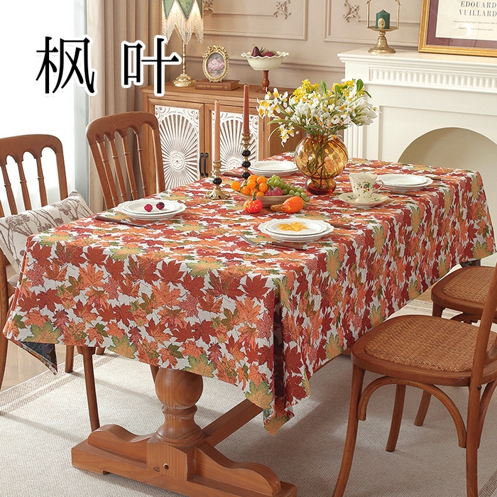 91家纺网 家纺一手货源 找家纺 （总）南通大梧纺织 2026新款美式田园枫叶桌布