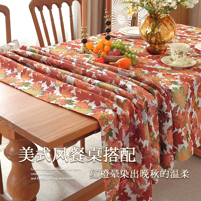 91家纺网 家纺一手货源 找家纺 （总）南通大梧纺织 2026新款美式田园枫叶桌布