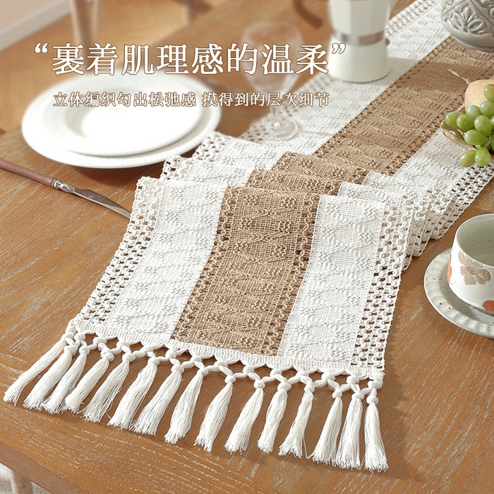 91家纺网 家纺一手货源 找家纺 （总）南通大梧纺织 2026新款宅寂风复古麻长须桌旗