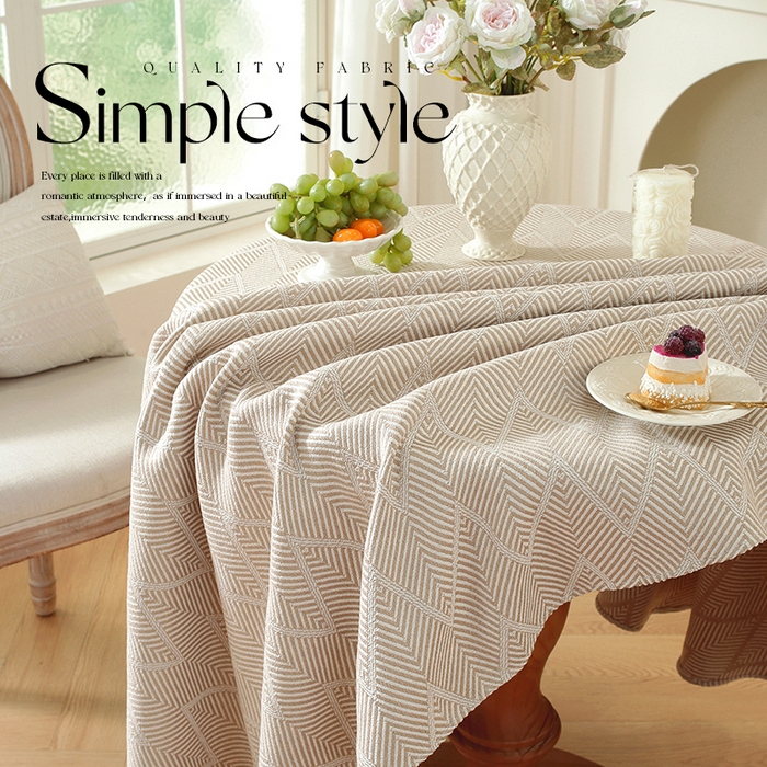 91家纺网 家纺一手货源 找家纺 南通大梧纺织 2026新款治愈系北欧圆桌布 满版冰岛咖