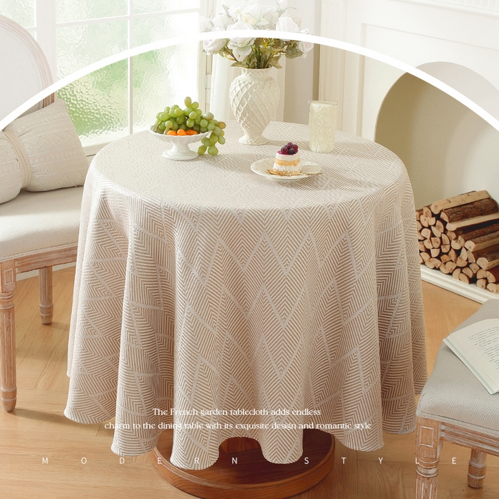 91家纺网 家纺一手货源 找家纺 南通大梧纺织 2026新款治愈系北欧圆桌布 满版冰岛咖