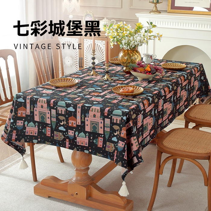 91家纺网 家纺一手货源 找家纺 （总）南通大梧纺织 2026新款中东复古骆驼城堡窗花桌布